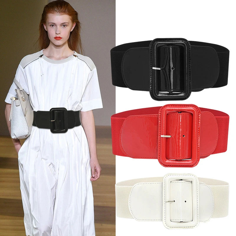 Ceinture corset large noire extensible grande taille pour femme, ceinture rouge de créateur pour robe, blanche