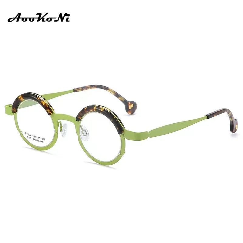 Gafas AooKoNi con montura estilo retro vintage para hombre y mujer, redondas, graduadas, con personalidad nueva, estilo japonés, AK8199