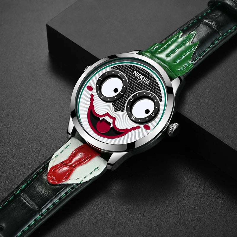 New Arrival Luxury Joker Watch Men Top Brand Creative Fashion Personality Clown Quartz Leather Waterproof Sports Watches Mens