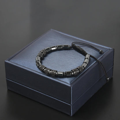 Ailatu 10 Pieces High Quality Luxury Men Jewelry Balck CZ Tube Beaded Cylinder Macrame Bracelet Free Logo Service Drop Shipping