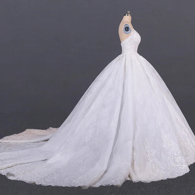 LSDZ14 Vestidos de novia blancos hermosos con temperamento delgado y espalda descubierta 2020 Apliques Vestidos de baile sin tirantes con escote en V