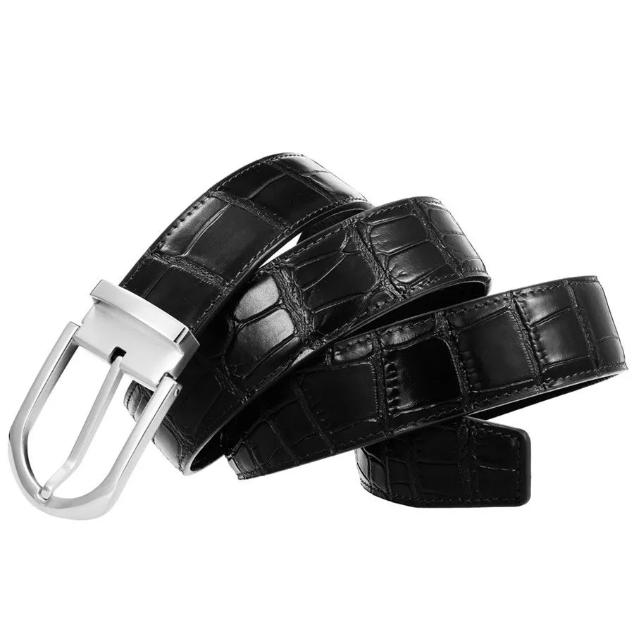 Ceinture à boucle en acier inoxydable Ceinture en cuir de vachette pour hommes Ceinture masculine tendance en cuir véritable