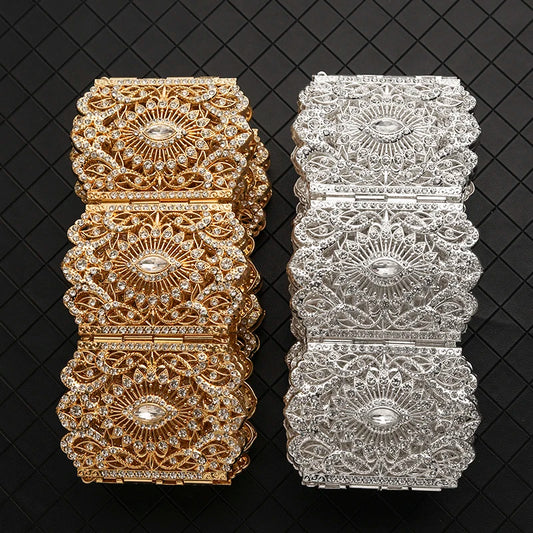 Ceinture européenne en strass de grande taille pour femmes arabes, chaîne de ventre de luxe, mode tendance, Abaya, Caftan, bijoux de mariage