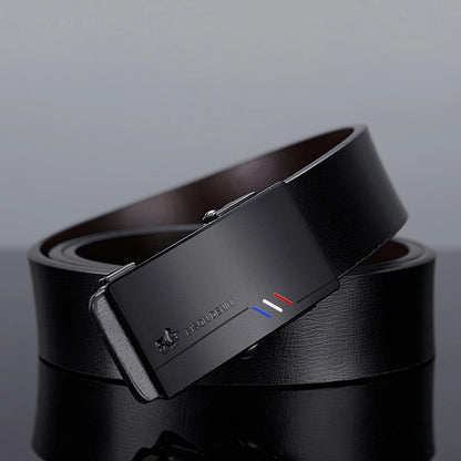 BISON DENIM Men Automatic Male Belts Cummerbunds Cowskin Leather Belt Men Black Belts Genuine Leather Belts Luxury Brand