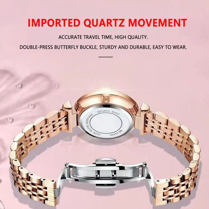 POEDAGAR Montre Femme Nouvelle Mode De Luxe En Acier Inoxydable Montre-Bracelet Bracelet Simple Or Rose Étanche Lumineux Dames Montres