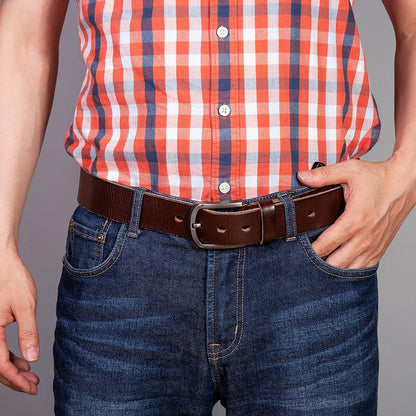 Ceintures en cuir véritable Top Cow pour hommes, ceinture de luxe de haute qualité, style mode vintage marron cowboy