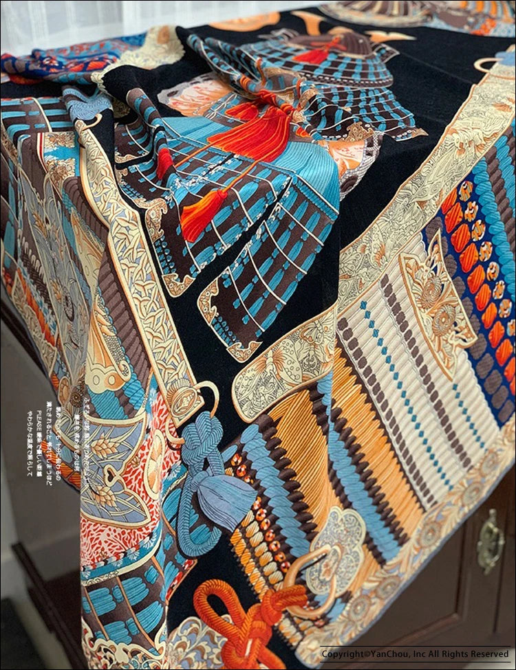 Japan Samurai Silk Wool Scarf Women Winter Soft Hem Rolled Edges Pashmina Shawls Brand Stole Cape Giant Blanket 140cm