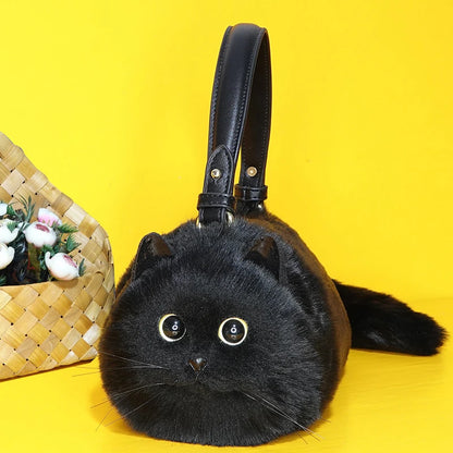 Mini sac de luxe de haute qualité pour femme, joli sac à main en cuir pour femme avec chat noir, sac à bandoulière tendance pour femme 2023