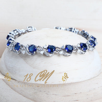 Conjuntos de joyas de circonita azul para mujer, plata de ley 925, bisutería nupcial, pendientes, anillos, pulseras, collar con colgante