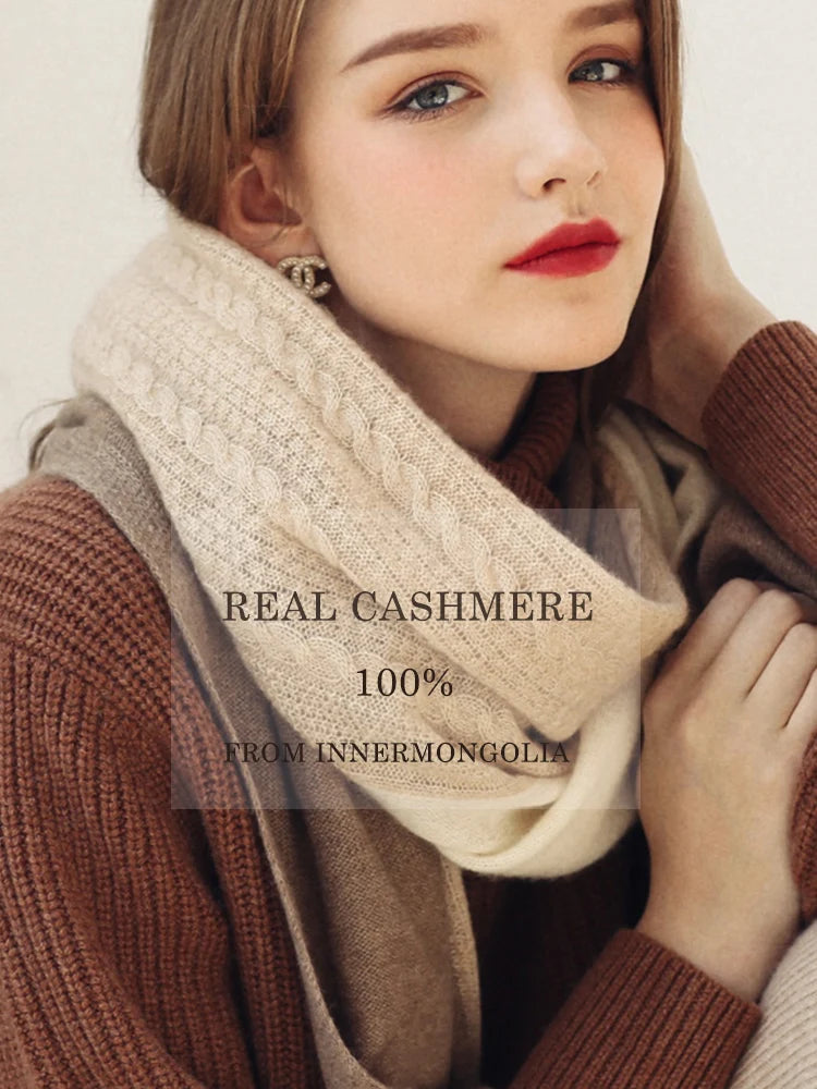 100% Pure Cashmere Scarf Women Knitted Winter Autumn Long Warm Wool Wrap Pashmina Shawl Neck Men Unisex Écharpe Femmes