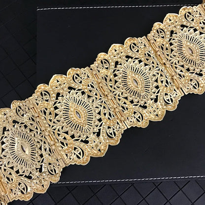 Ceinture européenne en strass de grande taille pour femmes arabes, chaîne de ventre de luxe, mode tendance, Abaya, Caftan, bijoux de mariage