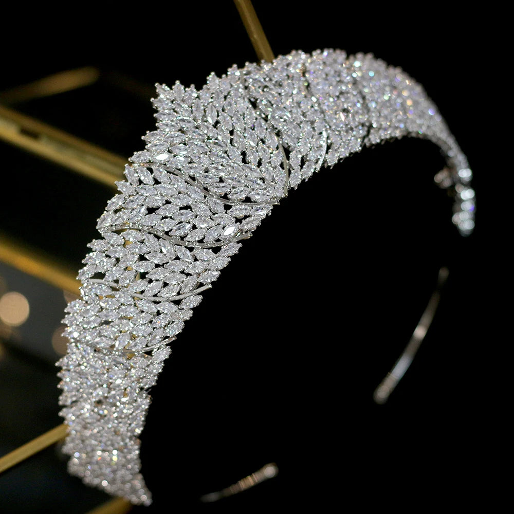 Ensemble de bijoux de mariée brillants de luxe, collier, boucles d'oreilles, bague et bracelet de mariée, ensemble de 5 pièces pour coiffure de mariée