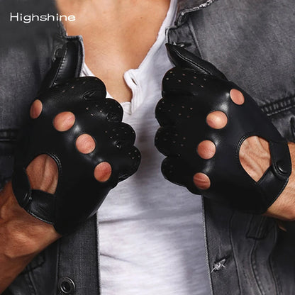 Gants de conduite de luxe HIGHSHINE pour hommes, véritables, non doublés, pour écran tactile, doux, fins, courts, en cuir