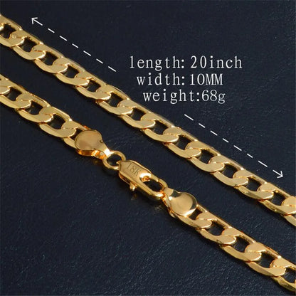 Gold Chain Rough Necklace Hot Long Necklace Fashion Jewelry 18 K 4/6/8/10MM 50cm 20inch Men Chain Necklace Wholesale