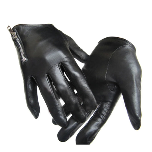 men's leather gloves fashion classic short side zipper fit tight style real Italy Unisex  women touch screen gloves