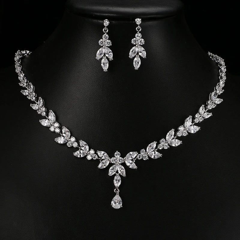 Emmaya Exquisite Jewelry Sets For Women Wedding Party Accessories Cubic Zircon Stud Earrings & Necklace Gift