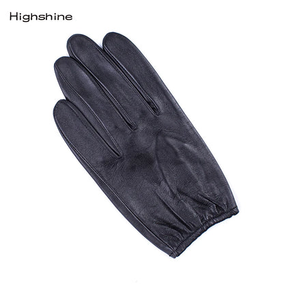 Gants de luxe en cuir d'agneau ultra fins italiens pour hommes, gants de patrouille de police non doublés, gants courts en cuir serrés, non doublés, noirs