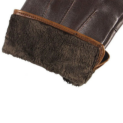 Gants en cuir véritable de qualité supérieure pour hommes, gants thermiques d'hiver en peau de mouton pour écran tactile, gants de conduite au poignet minces et à la mode EM011