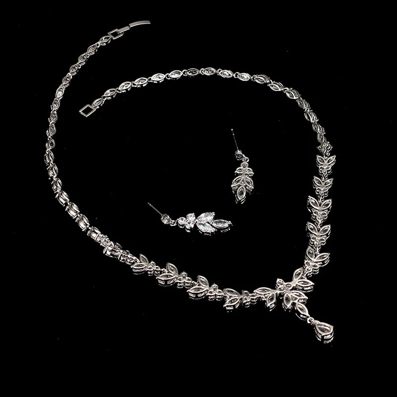 Emmaya Exquisite Jewelry Sets For Women Wedding Party Accessories Cubic Zircon Stud Earrings & Necklace Gift