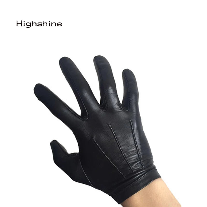 Men's Unlined Luxury Italy Thin Leather Gloves Wrist Button Tight-Fitting Leather Gloves Winter Warm Driving Touch Screen