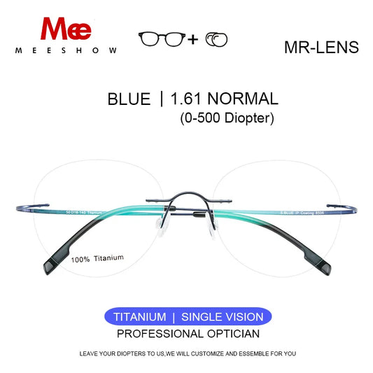 Titanium prescription glasses Rimless Men's glasses with diopter women round eyeglasses myopia optical  men spectacle frame 8506