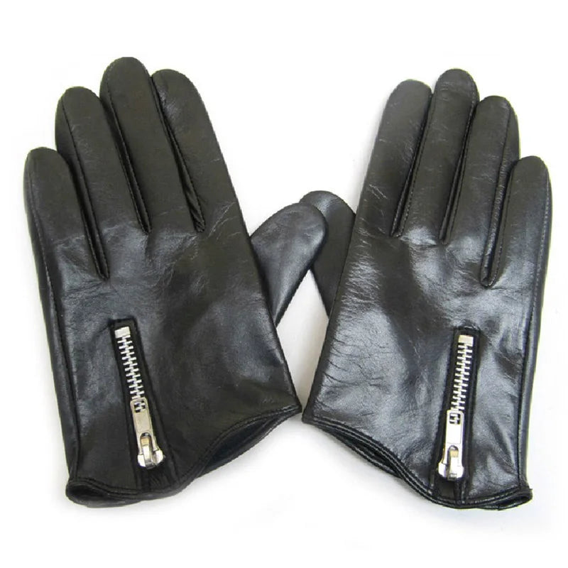 gants en cuir pour hommes, mode classique, fermeture éclair latérale courte, coupe ajustée, style véritable, Italie, gants unisexes pour femmes à écran tactile