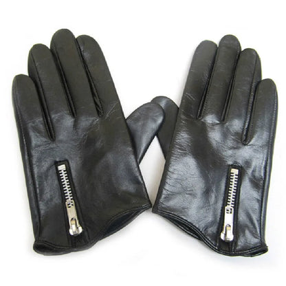 men's leather gloves fashion classic short side zipper fit tight style real Italy Unisex  women touch screen gloves