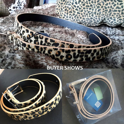 Cinturón de mujer Faja Cinturón de crin de caballo para mujer con estampado de leopardo Hebilla de metal de oro rosa Venta caliente Accesorios de cinturón de PU para mujer