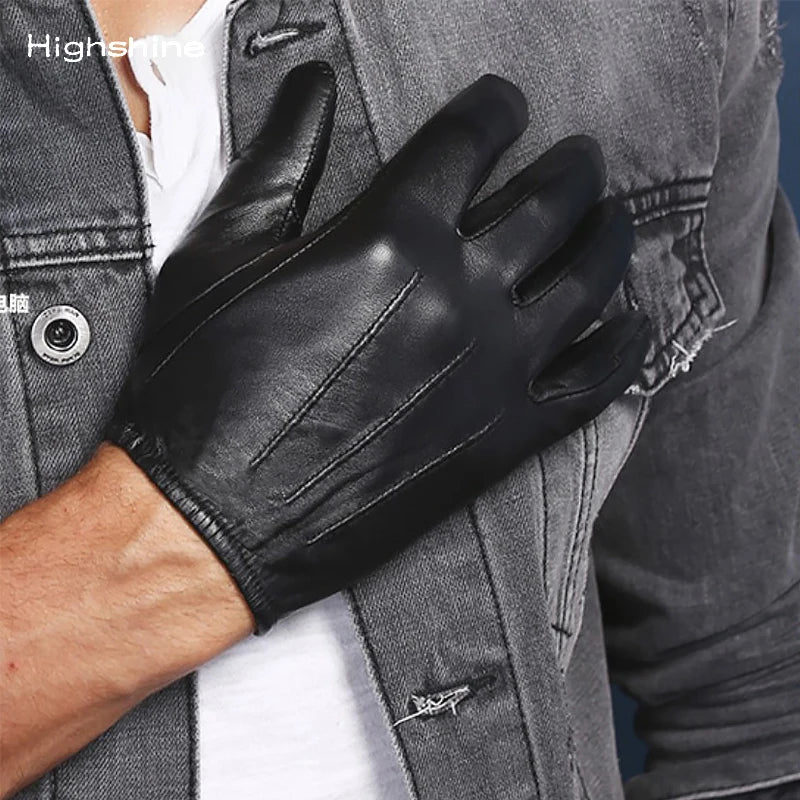 Gants de police non doublés pour hommes Prime Classic Slim Fit style serré Gants de conduite tactiques Chauffeur Gants de conduite en cuir nappa véritable