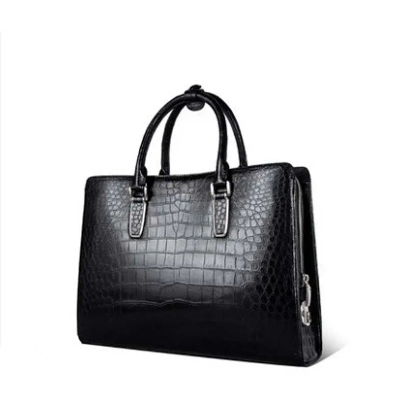 ouluoer Sac à main en cuir de crocodile pour homme, sac à main décontracté pour homme, sac à bandoulière carré de grande capacité de style horizontal