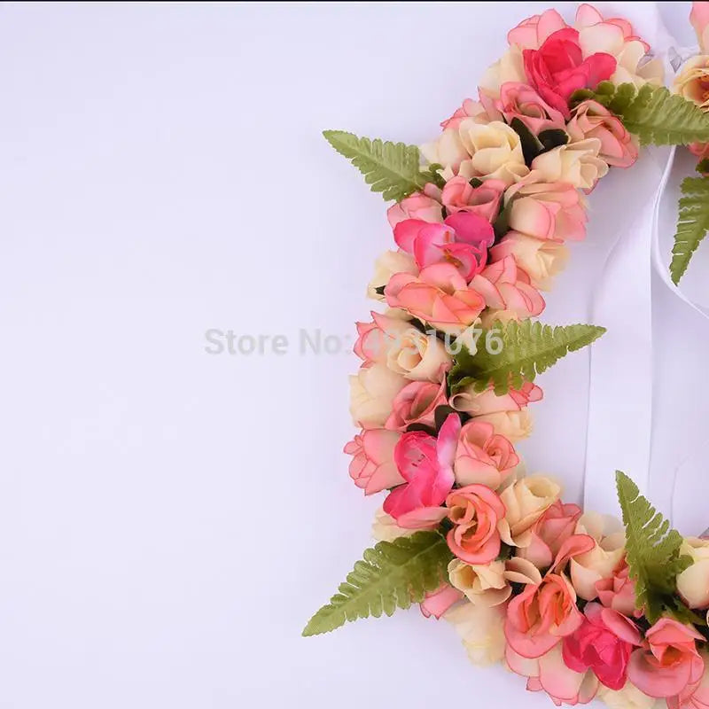 Free Shipping HL00019 24pcs/lot Artifical Silk Rose Bud Lei Tropical Flower Hawaiian Necklace Woman Wear Wholesale