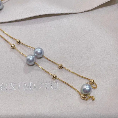 18 K Gold Star Sweater Pearl Necklace, Collocation Of 6-7mm Really Hemp, Pearl Light Warm As Jade, Is Round Fine Free Time, Wear