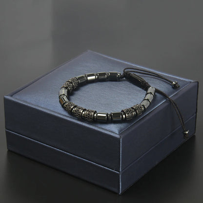 Ailatu Lot de 10 bracelets en macramé pour homme, bijoux de luxe de haute qualité, tube en CZ noir, perles cylindriques, service de logo gratuit, livraison directe