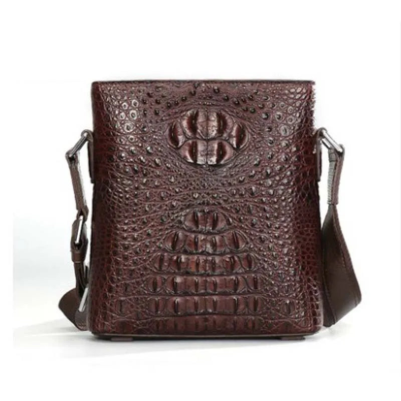 langhao Single shoulder bag  crocodile leather  Men's bags  business  Inclined shoulder bag  Vertical type square  Men's bags