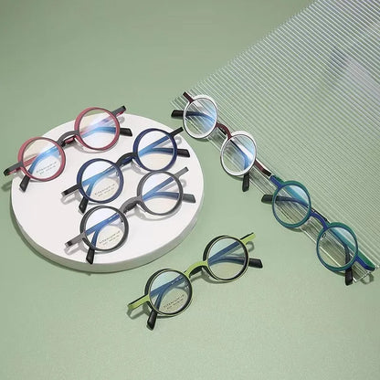 Montura de gafas de titanio AooKoNi para hombre y mujer, monturas ópticas redondas para miopía, graduadas, forma irregular, 2022, gafas japonesas sin tornillos