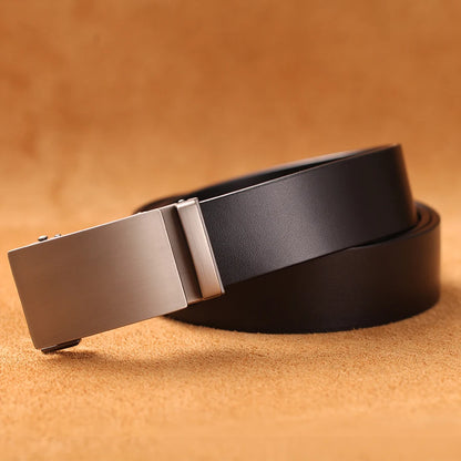 Genuine Cow Leather Automatic Belt For Men Formal Automatic Buckle Belt  Genuine Leather Mens business Strap