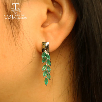 Natural Emerald Jewelry Set precious gemstone zambia Emerald clasp earring Ring 925 sterling silver for women best gift tbj