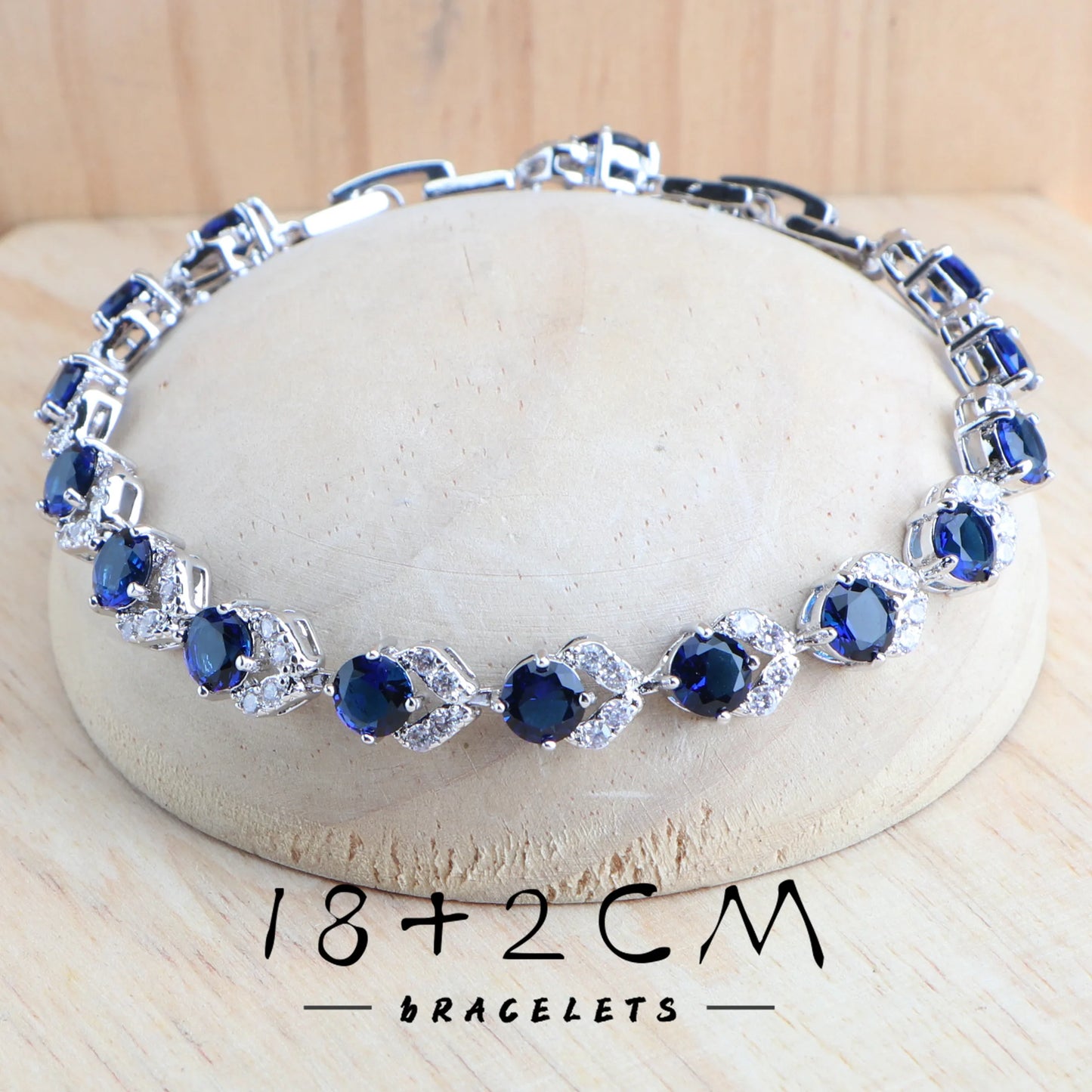 Conjuntos de joyas de plata 925 con circonita azul para mujer, bisutería nupcial para boda, pendientes, anillos, pulseras de piedra, conjunto con colgante y collar