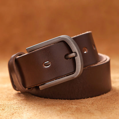 Ceintures en cuir véritable Top Cow pour hommes, ceinture de luxe de haute qualité, style mode vintage marron cowboy