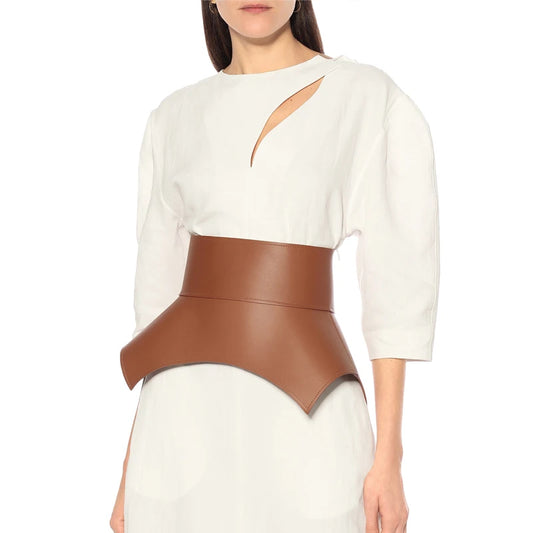 Style de conception d'arc de mode taille joint taille corset type large taille joint manteau en cuir peau de mouton large ceinture