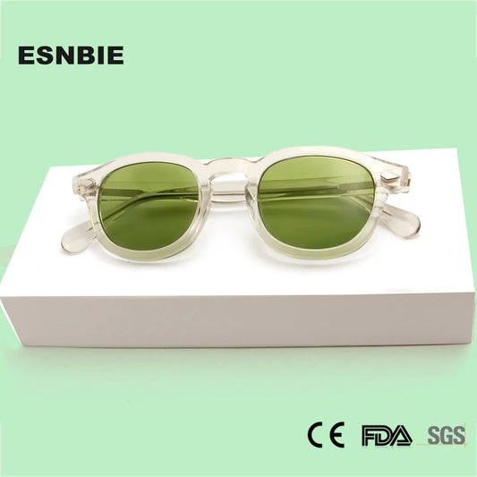 Lunettes de soleil en acétate faites à la main transparentes pour hommes, design de marque, rondes, vintage, pour femmes et hommes, lunettes de soleil teintées pour la conduite