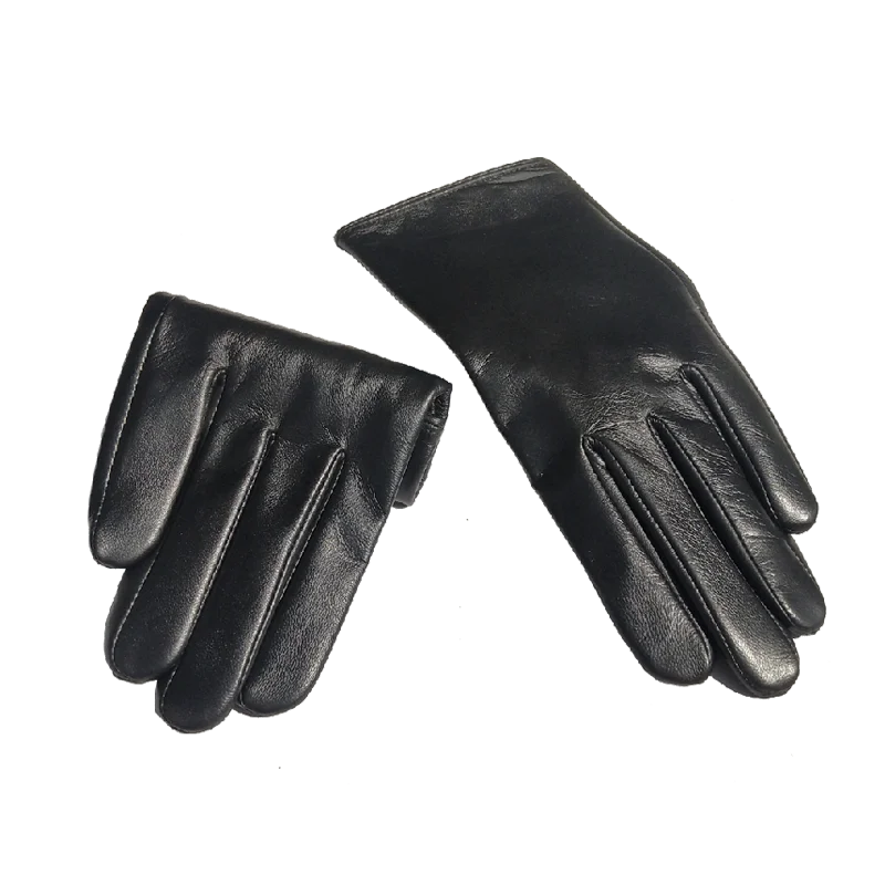 Guantes de cuero genuino para hombre, de lujo, de piel de cabra suave, finos, cálidos, para invierno, con pantalla táctil, de muñeca corta, a la moda, para conducir