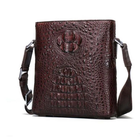 langhao Single shoulder bag  crocodile leather  Men's bags  business  Inclined shoulder bag  Vertical type square  Men's bags