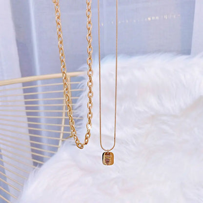 Ins Hot Luxury Square K Gold Temperament Flash Minimalist Necklace Vintage Choker Pendant Personalised Necklace Glamour Gift