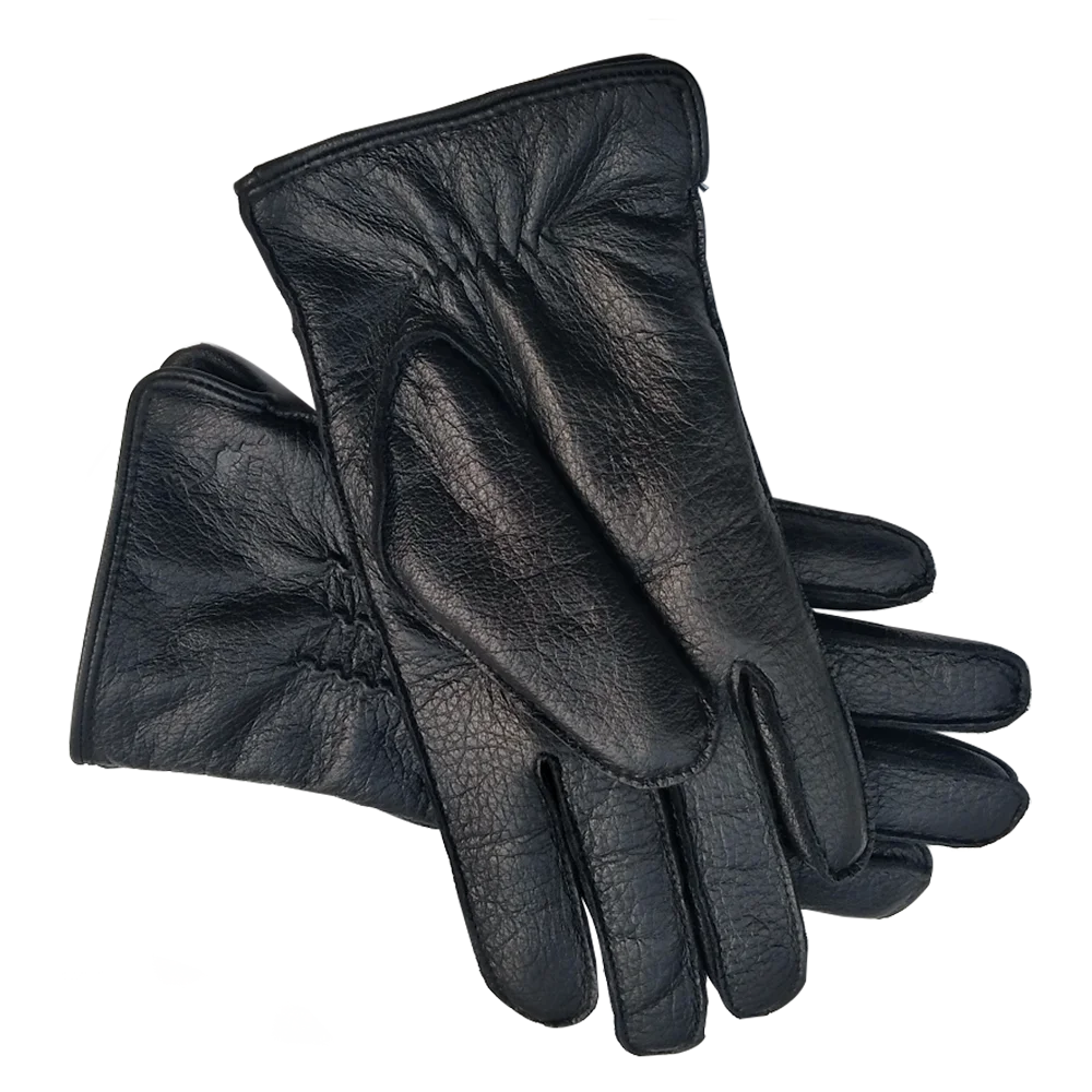 Guantes de cuero de ciervo CARTTIGERCAT para hombre, con pantalla táctil, forro de lana cálido para invierno, guantes para conducir en moto