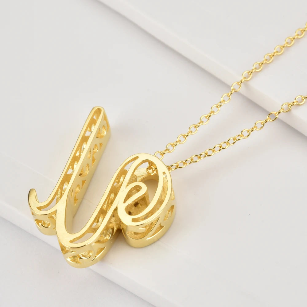 ANDYWEN 925 Sterling Silver Gold Long Chain Alphabet 26 Leter AW Pendentif KH Initial Collier Fait Main Hommes Bijoux De Luxe