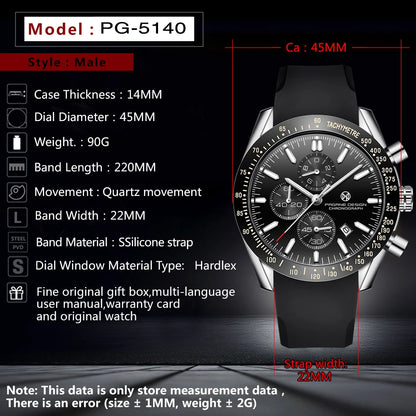 PAGANI DESIGN （Pagrne） New Men Quartz Watch Rubber Belt Men's Luxury Watch Fashion Casual Sports Male Clock Relogio Maasculino