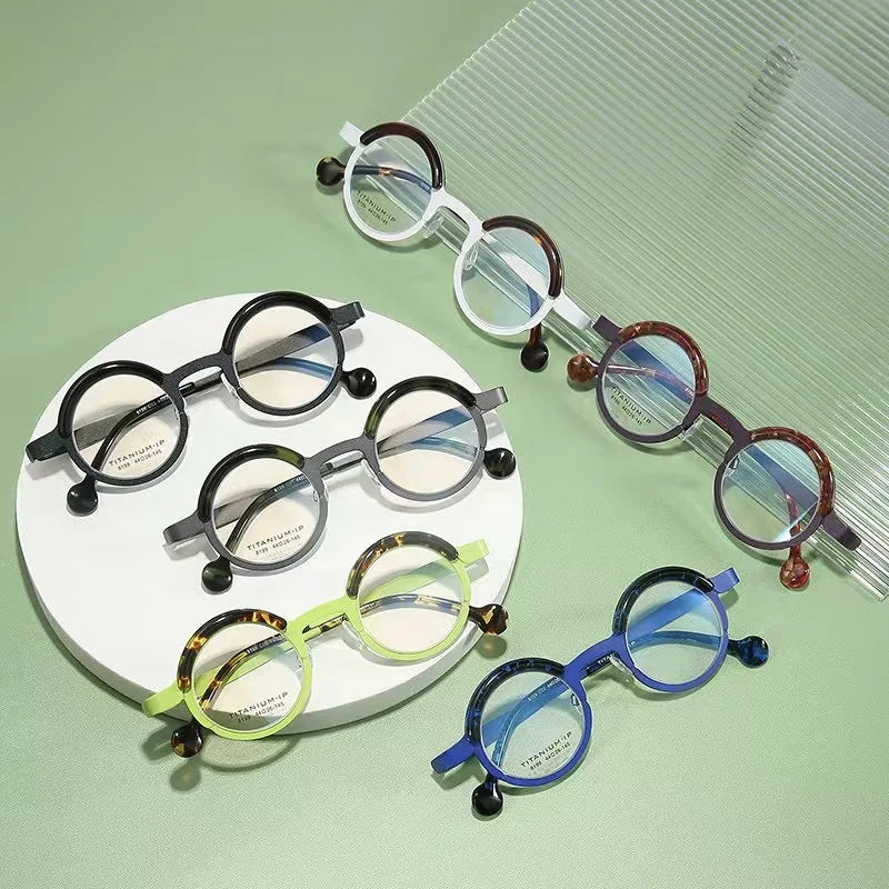 AooKoNi Glasses Frame Men Retro Vintage Round Prescription Eyeglasses New Personality Women Optical Japan Style Eyewear AK8199