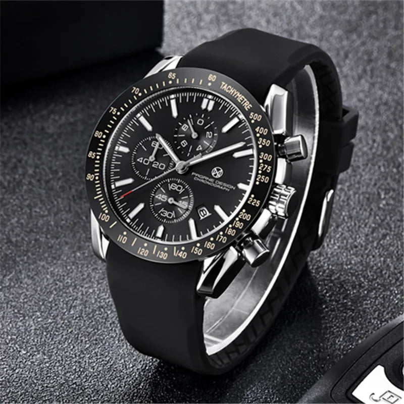 PAGANI DESIGN （Pagrne） Nuevo reloj de cuarzo para hombre, correa de goma, reloj de lujo para hombre, reloj deportivo informal de moda para hombre, reloj masculino