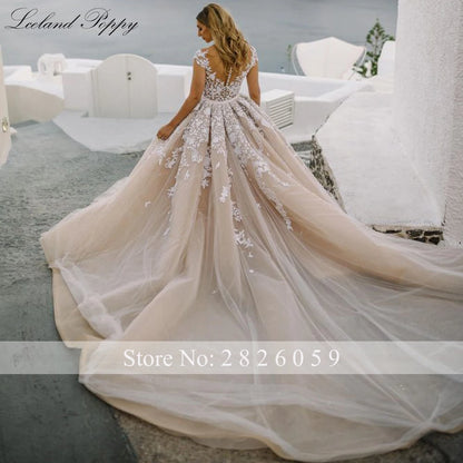 Lceland Poppy 2 in 1 Lace Mermaid Champagne Wedding Dresses Floor Length Tulle Sleeveless Bridal Gown with Detachable Train